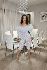 Lined Lace Jumpsuit White